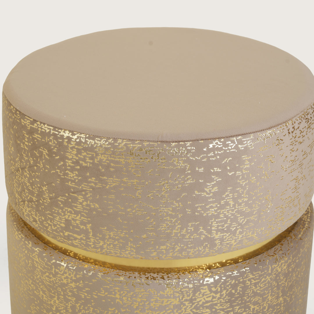 Aster Round Ottoman Footstool|Pouffe - Beige