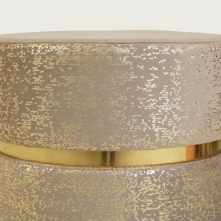 Aster Round Ottoman Footstool|Pouffe - Beige