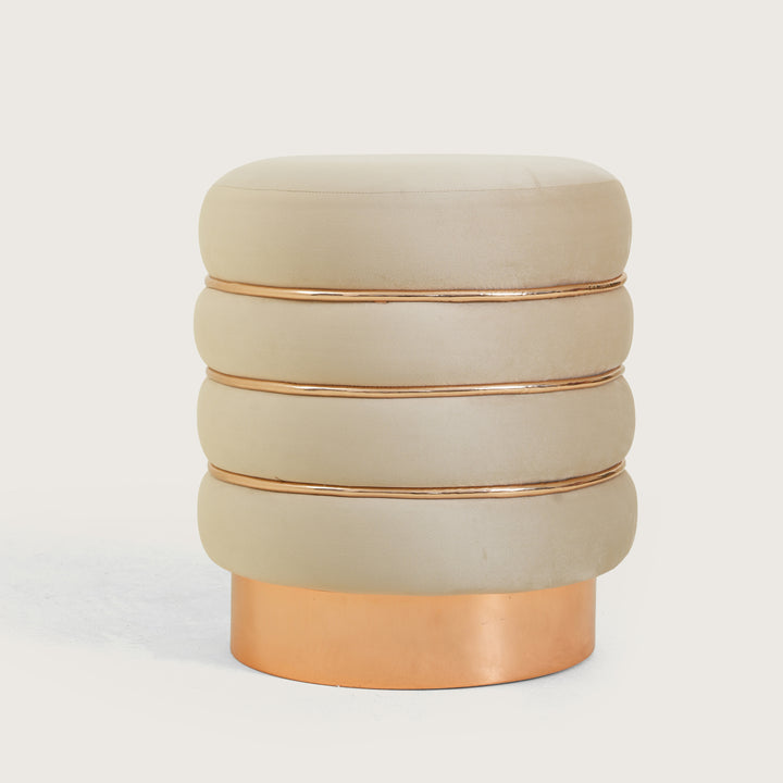 Terra Roza Round Ottoman Footstool|Pouffe - Beige