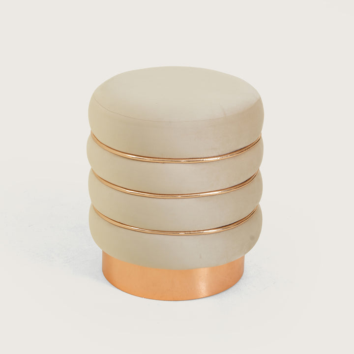 Terra Roza Round Ottoman Footstool|Pouffe - Beige