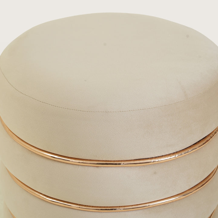 Terra Roza Round Ottoman Footstool|Pouffe - Beige