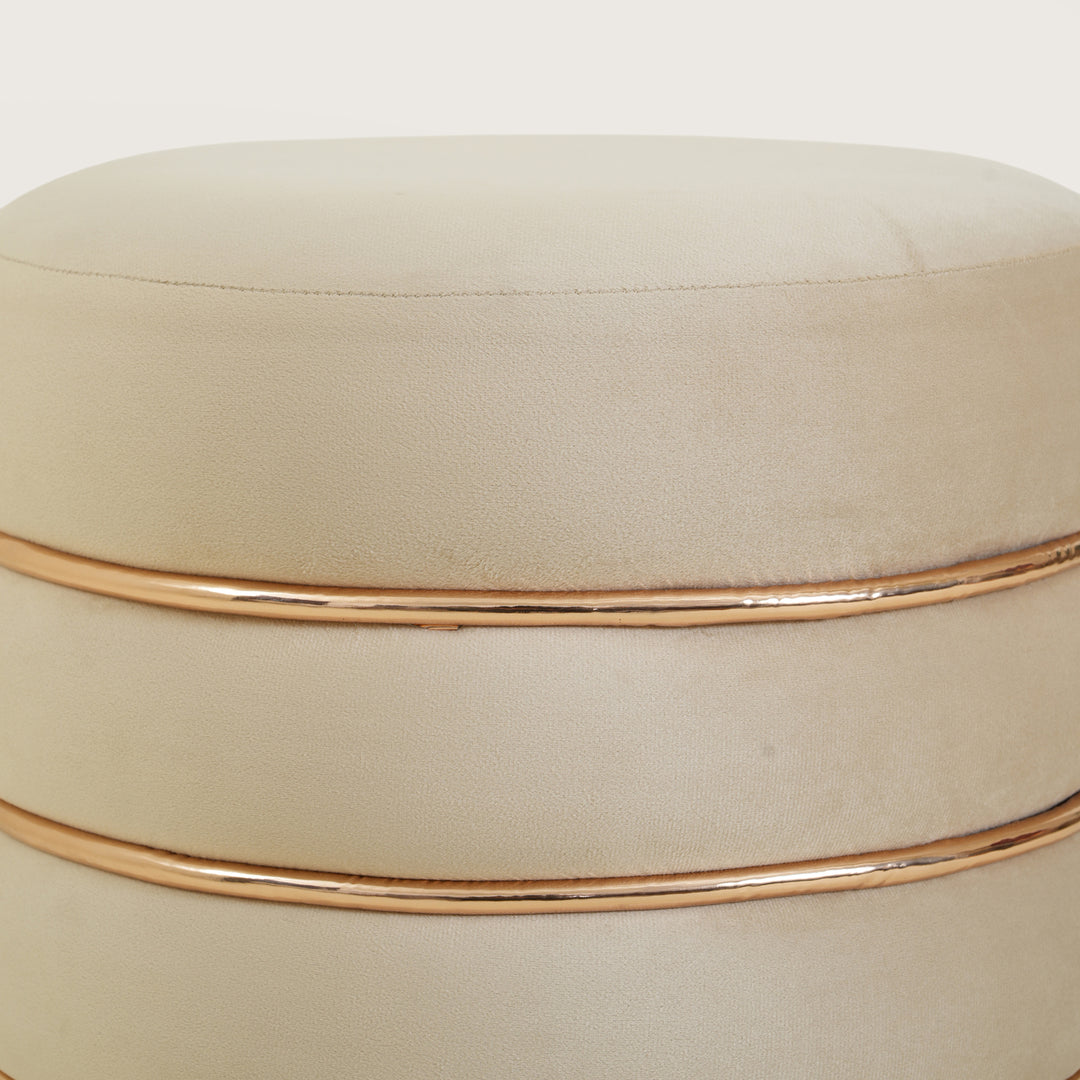 Terra Roza Round Ottoman Footstool|Pouffe - Beige