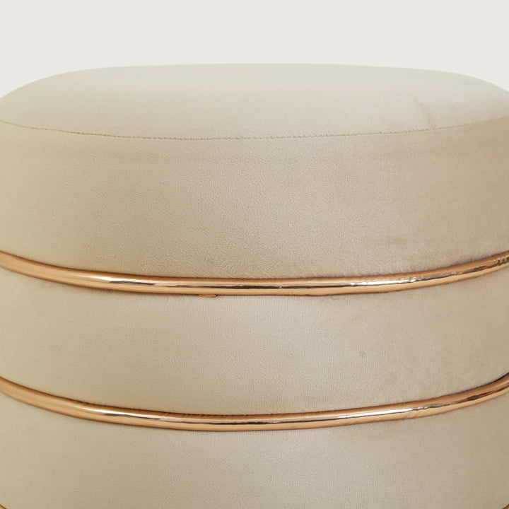 Terra Roza Round Ottoman Footstool|Pouffe - Beige