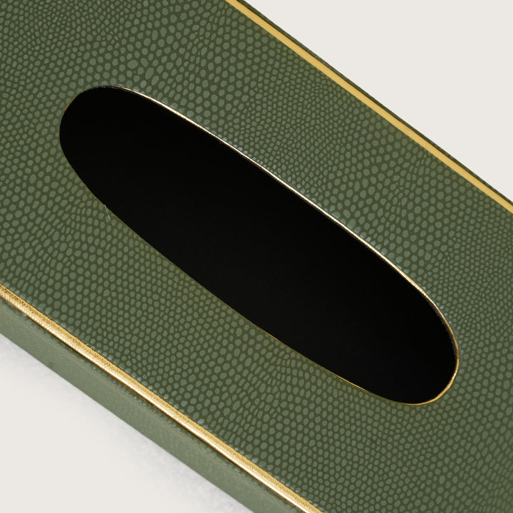 Tissue Box Curved Serpentine Gold Rim - Green