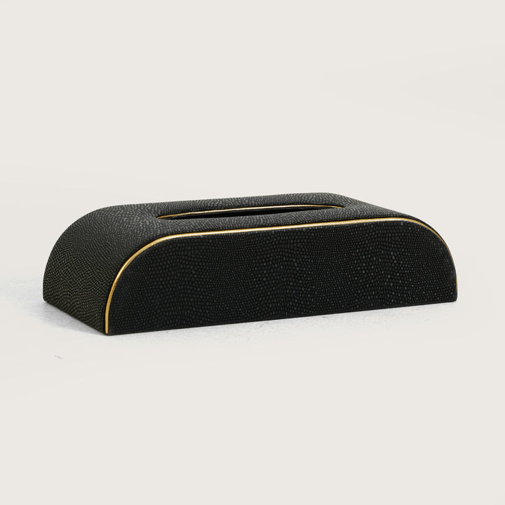 Tissue Box Curved Serpentine Gold Rim - Black