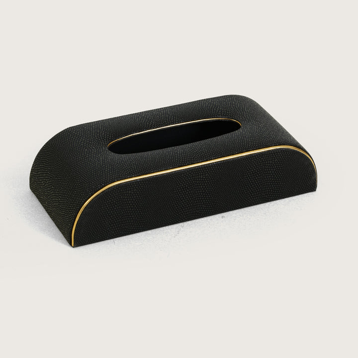 Tissue Box Curved Serpentine Gold Rim - Black