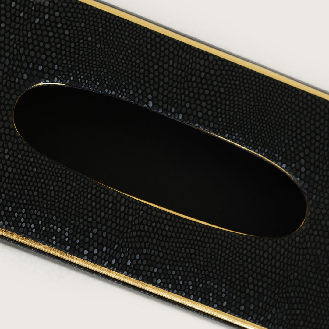 Tissue Box Curved Serpentine Gold Rim - Black