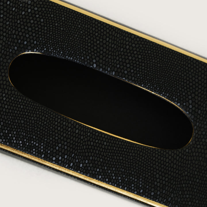 Tissue Box Curved Serpentine Gold Rim - Black