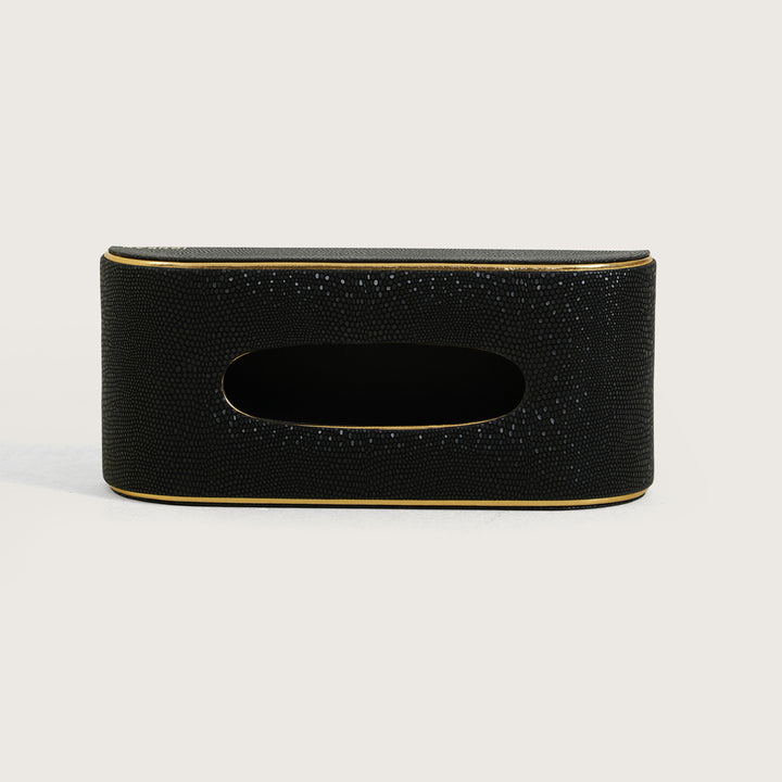 Tissue Box Curved Serpentine Gold Rim - Black