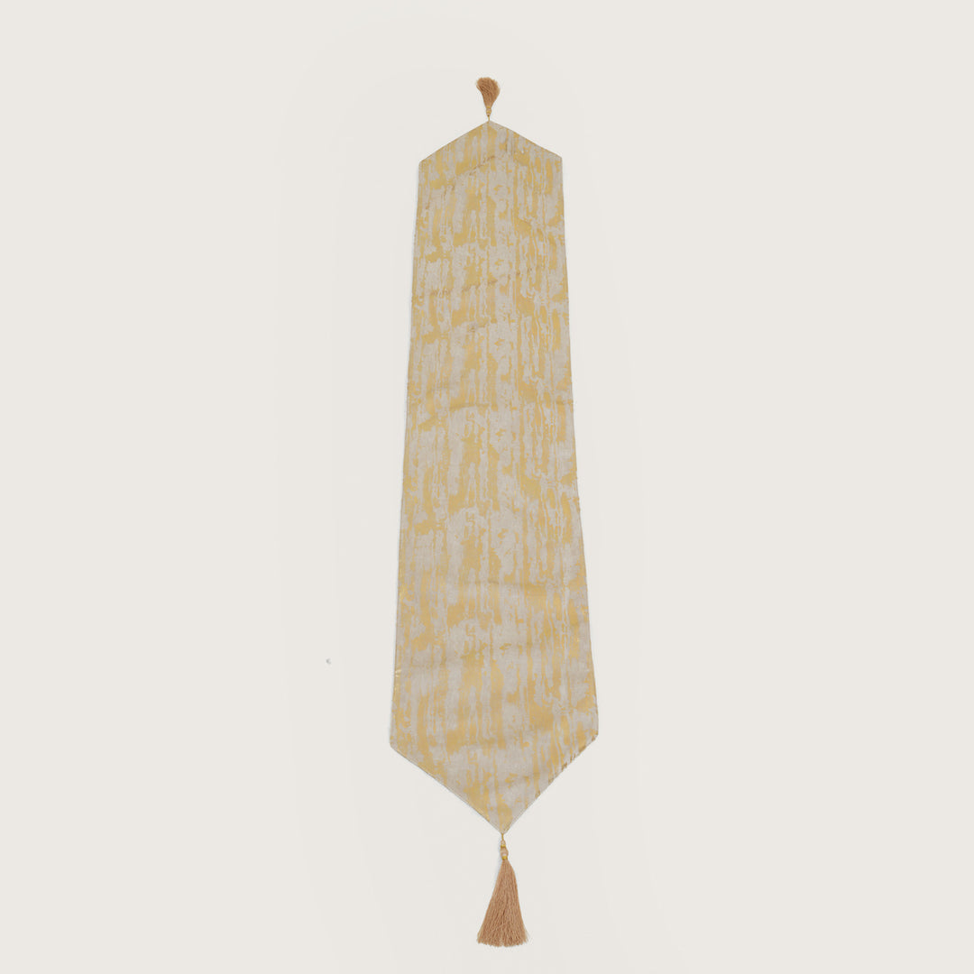 Decorative Table Runner with Tassels - Yellow