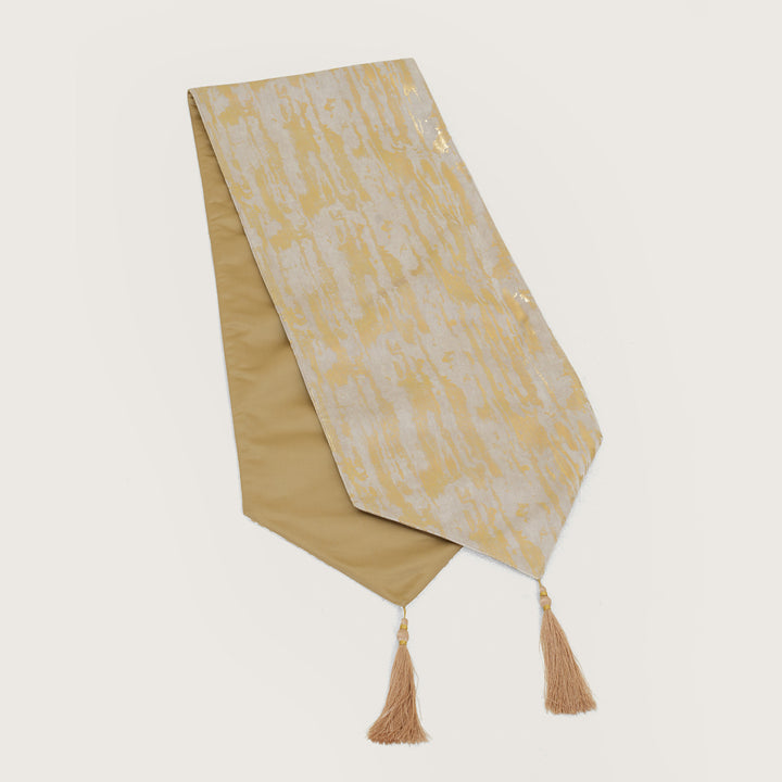 Decorative Table Runner with Tassels - Yellow