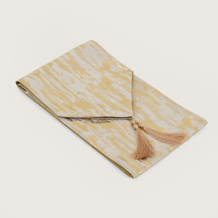 Decorative Table Runner with Tassels - Yellow