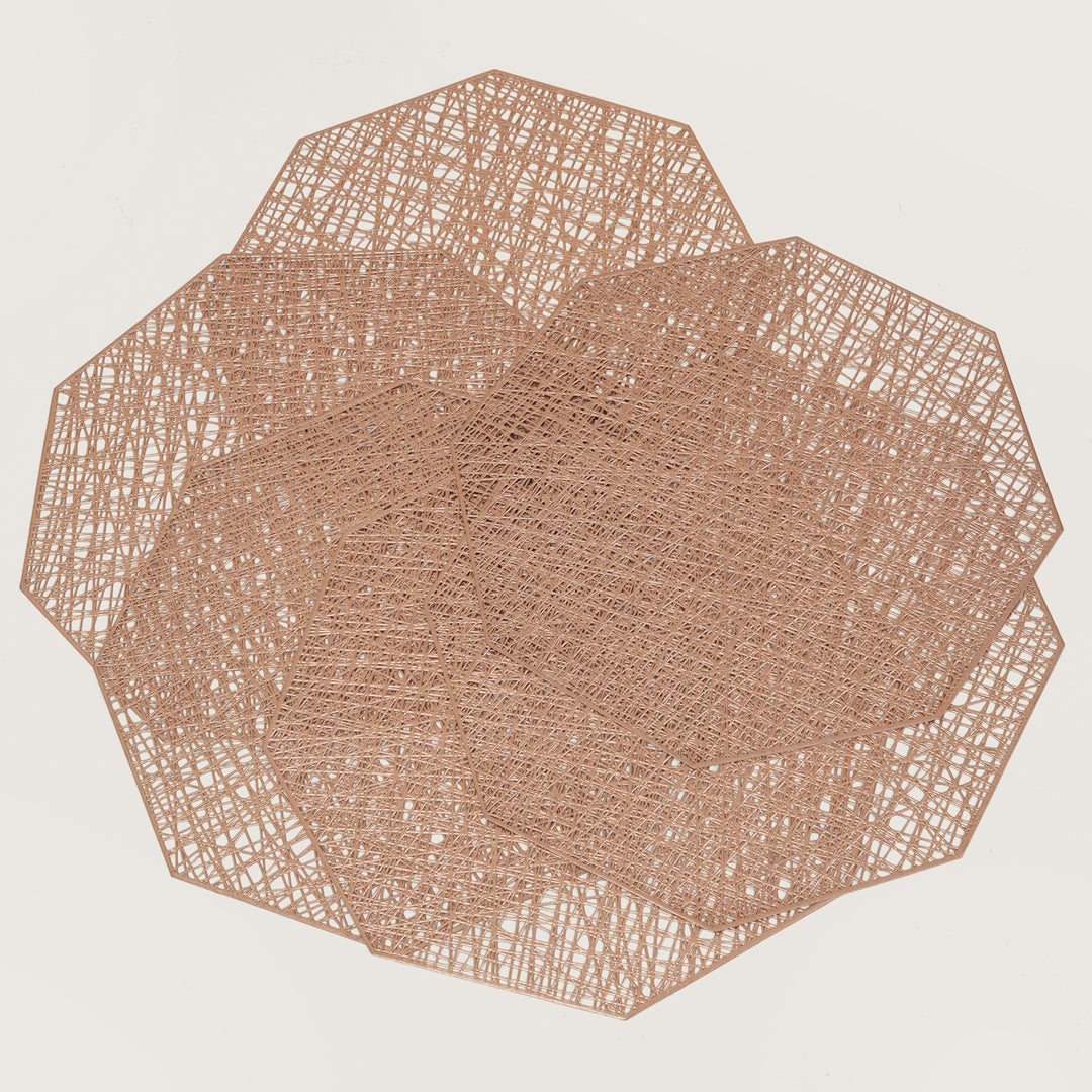 Octagonal Decorative Table Placemat Rose Gold - Set of 6