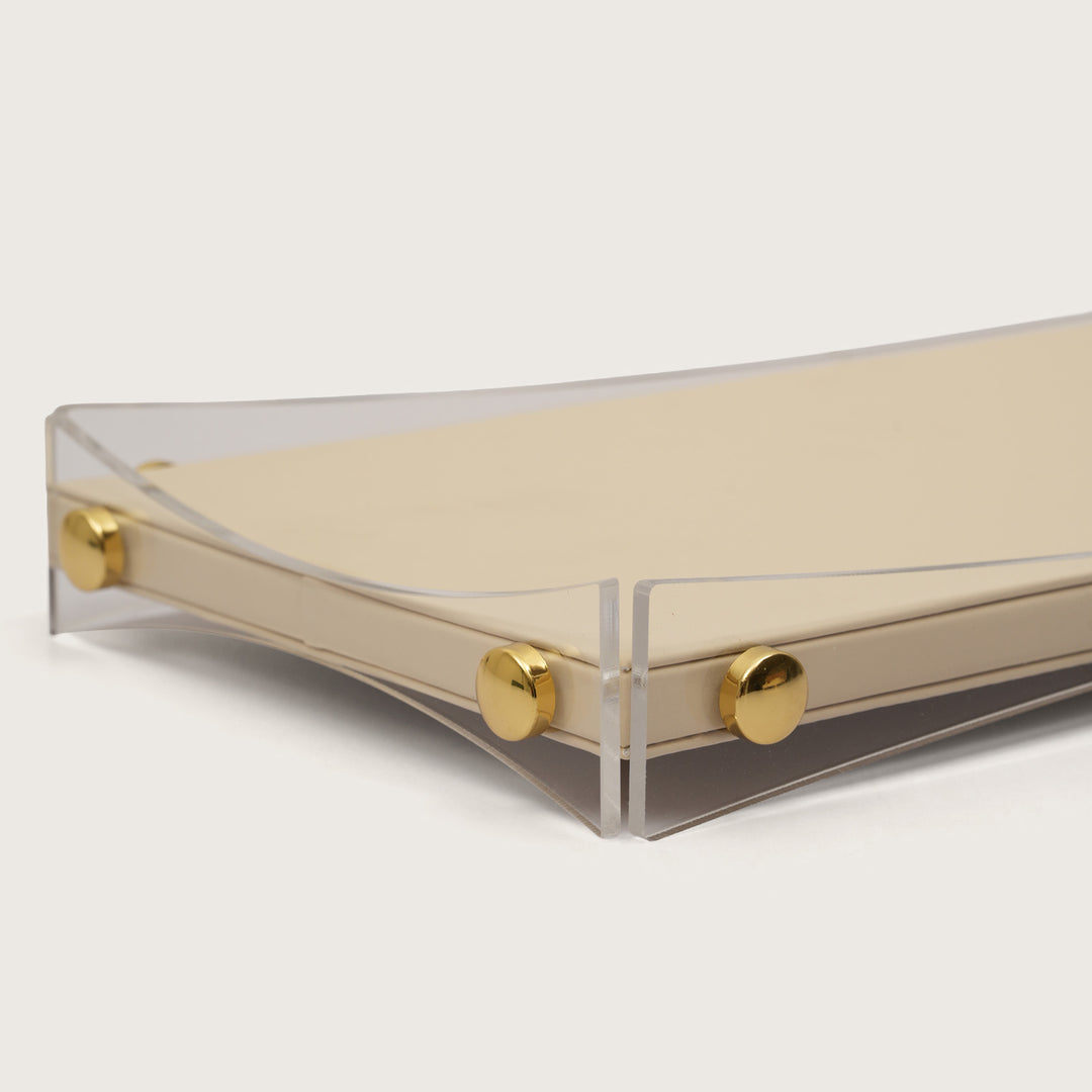 Curved Rectangular Desk Organizer Tray: Beige - Medium