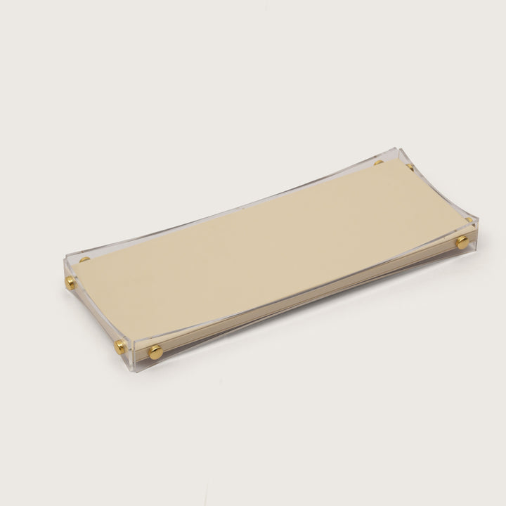 Curved Rectangular Desk Organizer Tray: Beige - Large