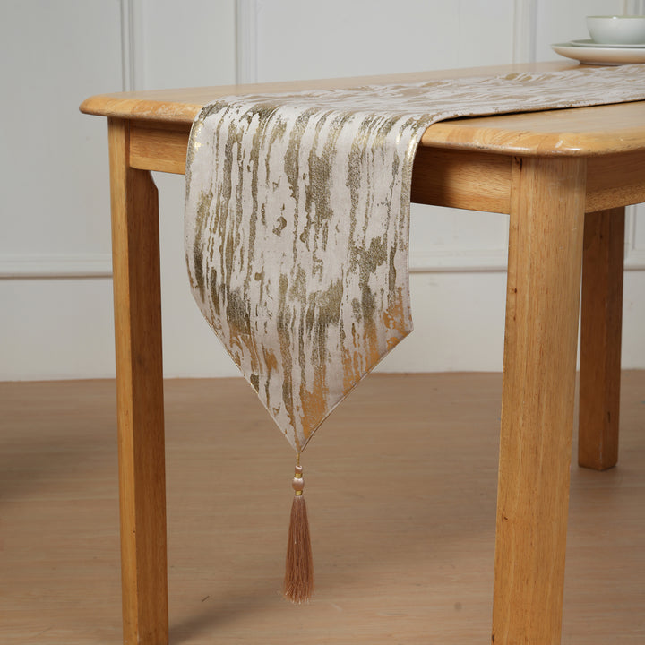 Decorative Table Runner with Tassels - Yellow
