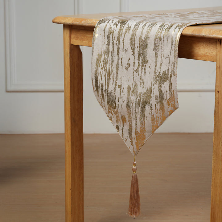 Decorative Table Runner with Tassels - Yellow