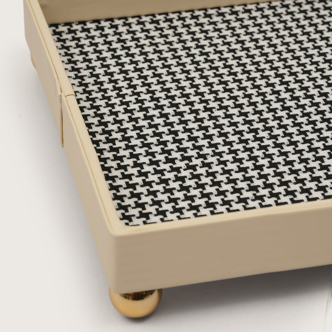 The Decorative Rectangular Tray Polished Gold Sphere Feet - Medium