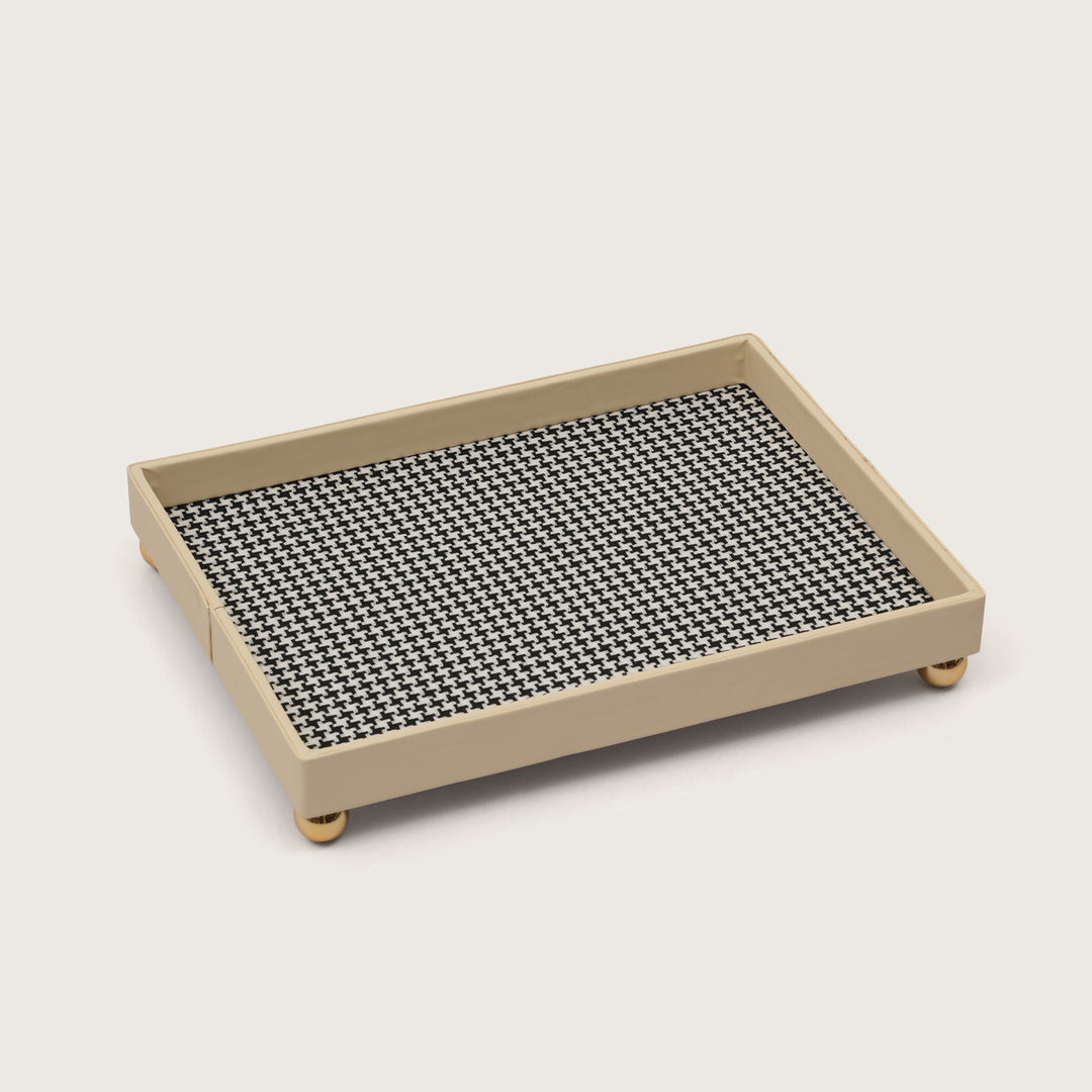 The Decorative Rectangular Tray Polished Gold Sphere Feet - Medium