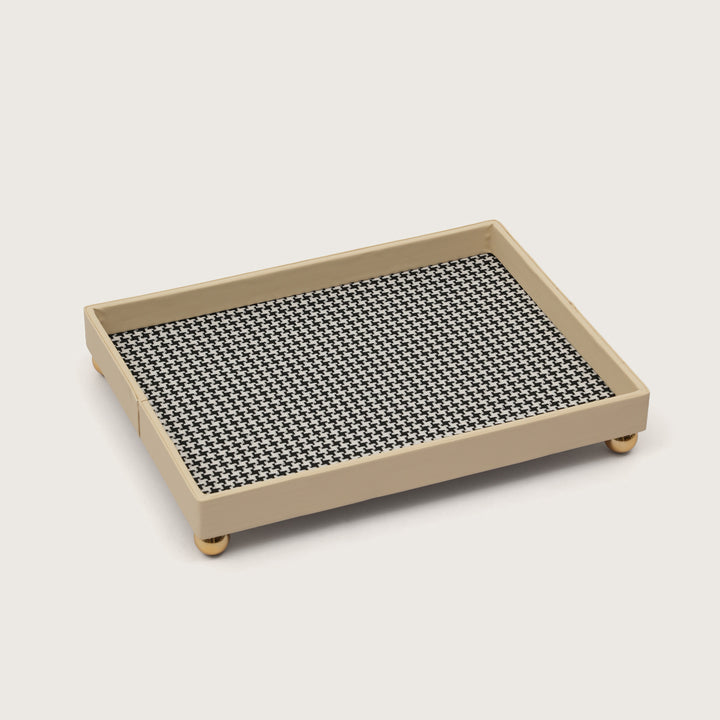 The Decorative Rectangular Tray Polished Gold Sphere Feet - Medium