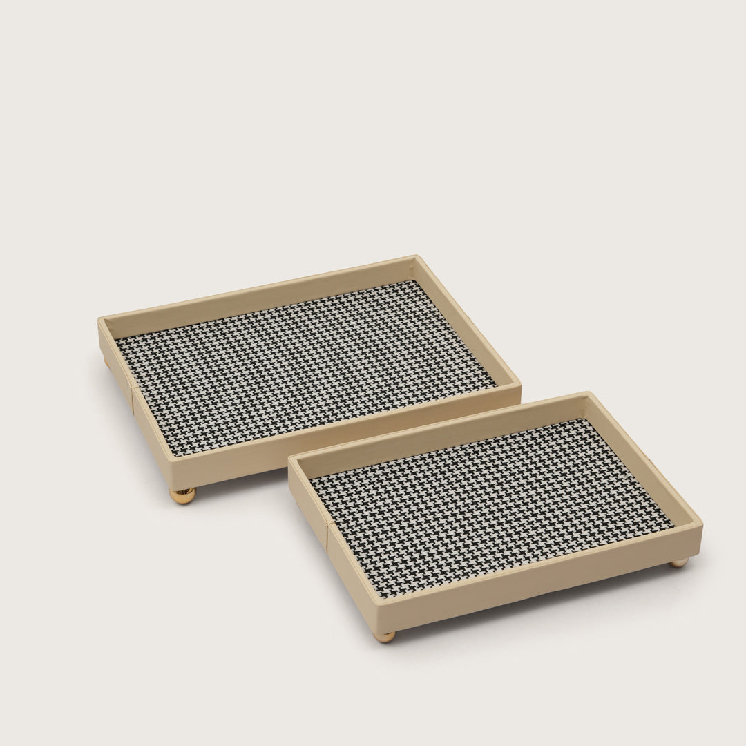 The Decorative Rectangular Tray Polished Gold Sphere Feet - Large