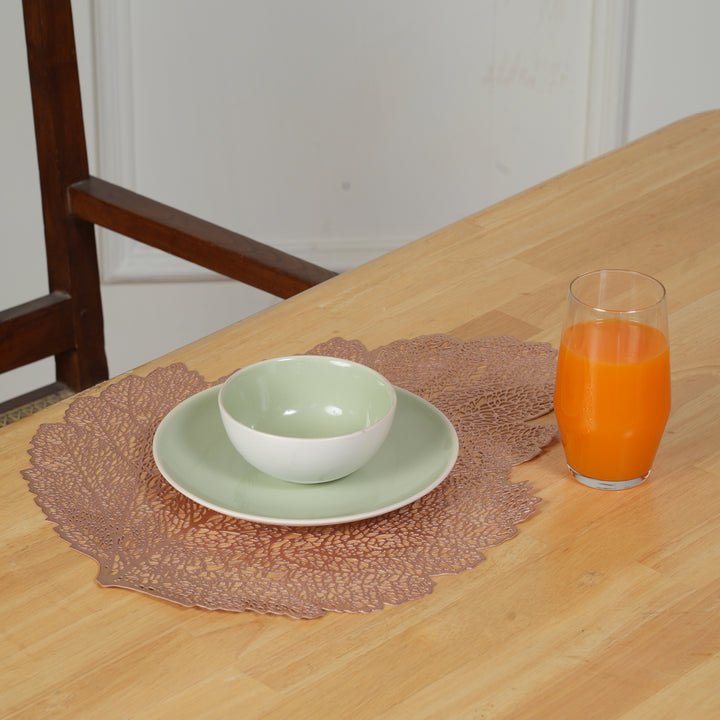 Leaf Shaped Decorative Table Placemat Rose Gold - Set of 6