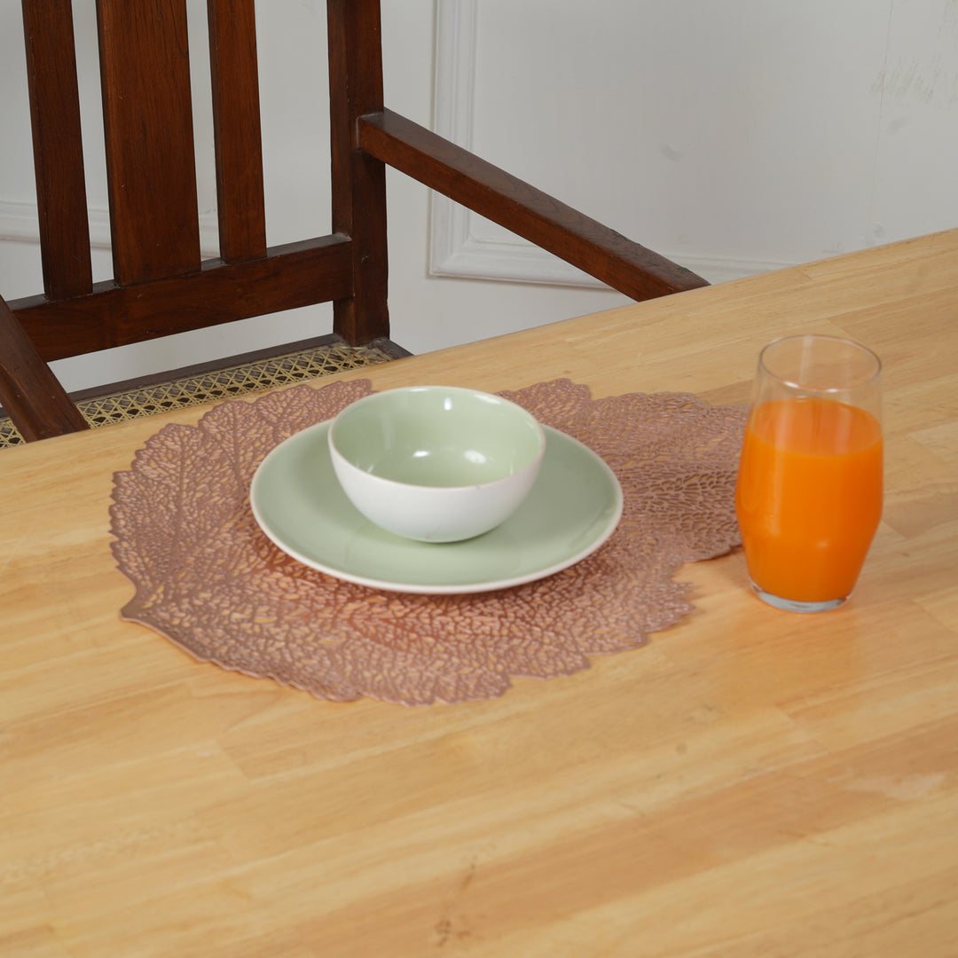 Leaf Shaped Decorative Table Placemat Rose Gold - Set of 6