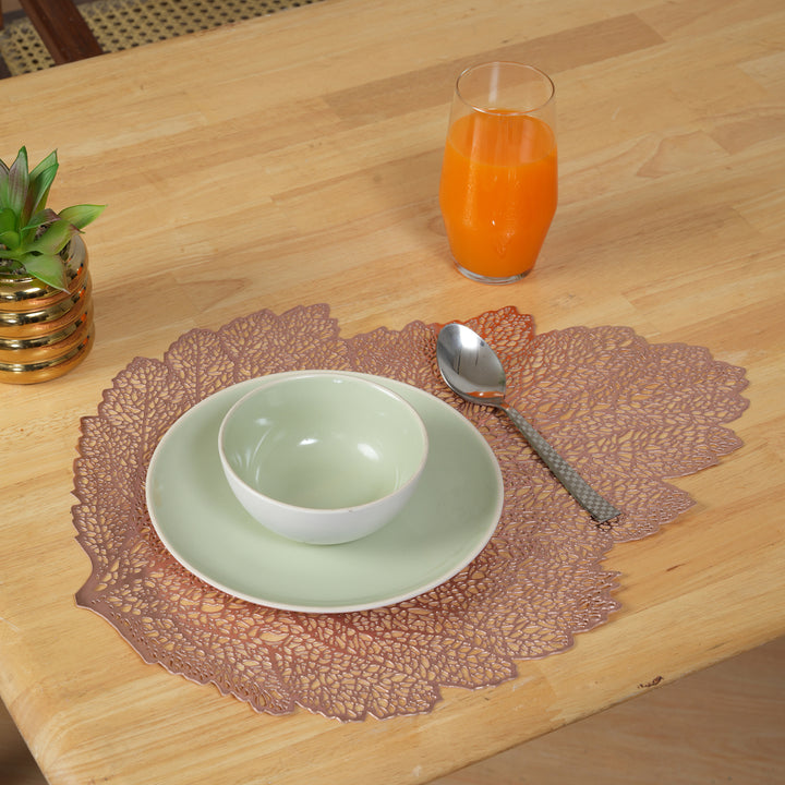 Leaf Shaped Decorative Table Placemat Rose Gold - Set of 6