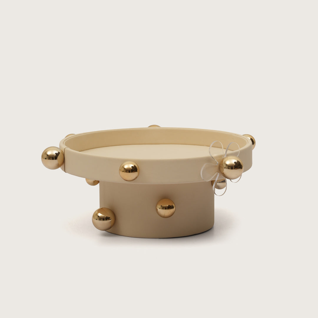 Luxe Sphere-Embellished Round Display with Acrylic Flower Accent