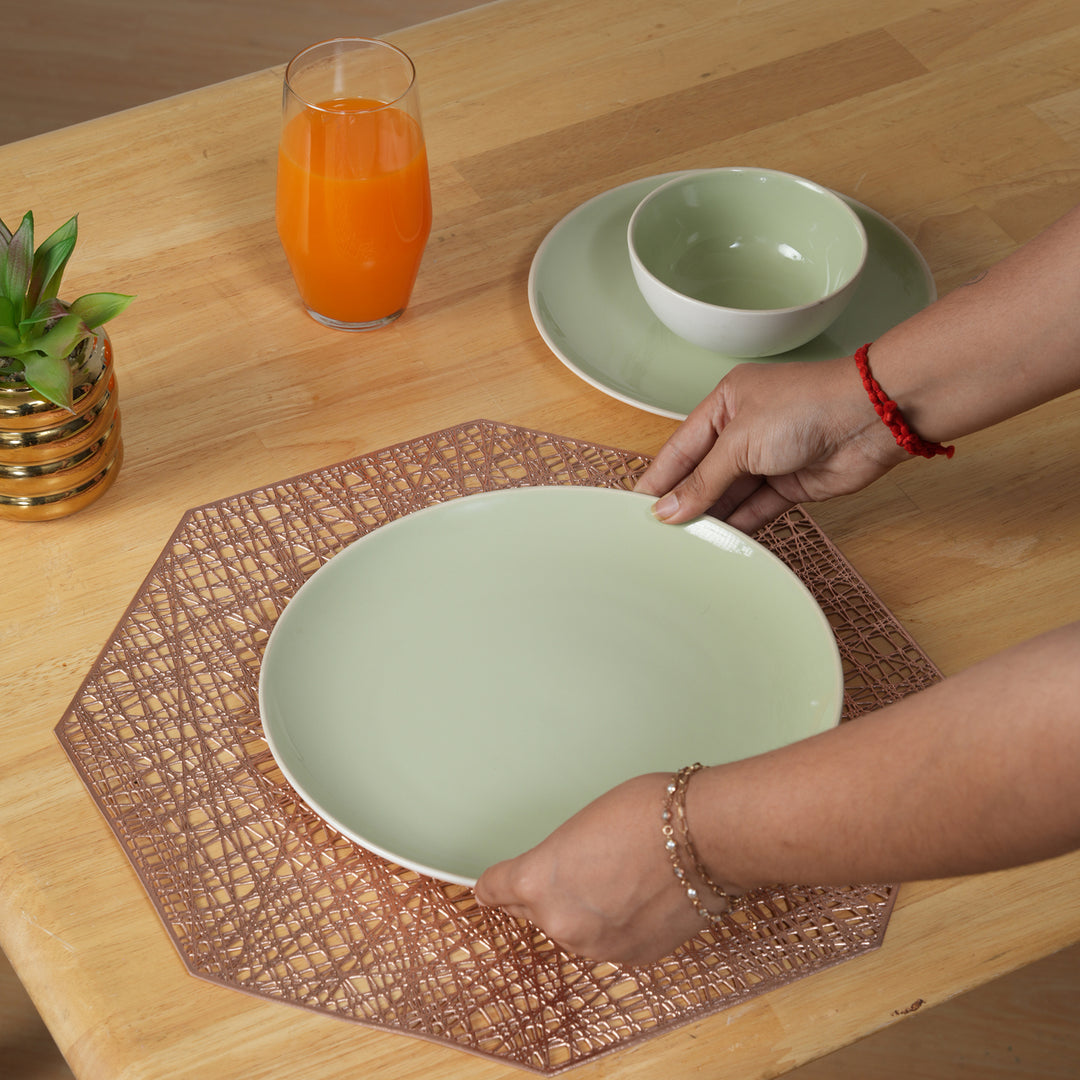 Octagonal Decorative Table Placemat Rose Gold - Set of 6