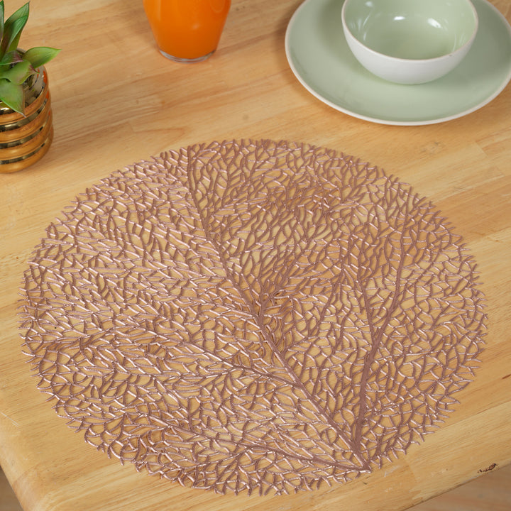 Circle -Shaped Decorative Table Placemat Rose Gold - Set of 6