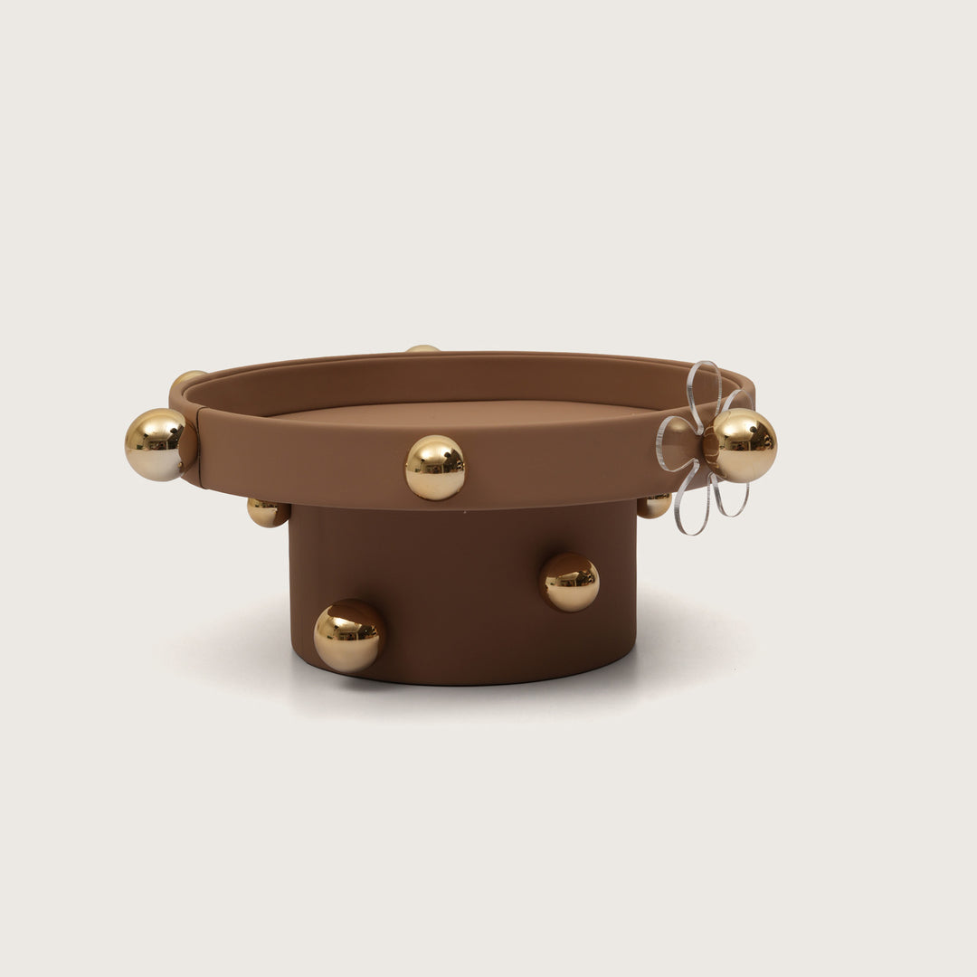 Luxe Sphere-Embellished Round Display with Acrylic Flower Accent