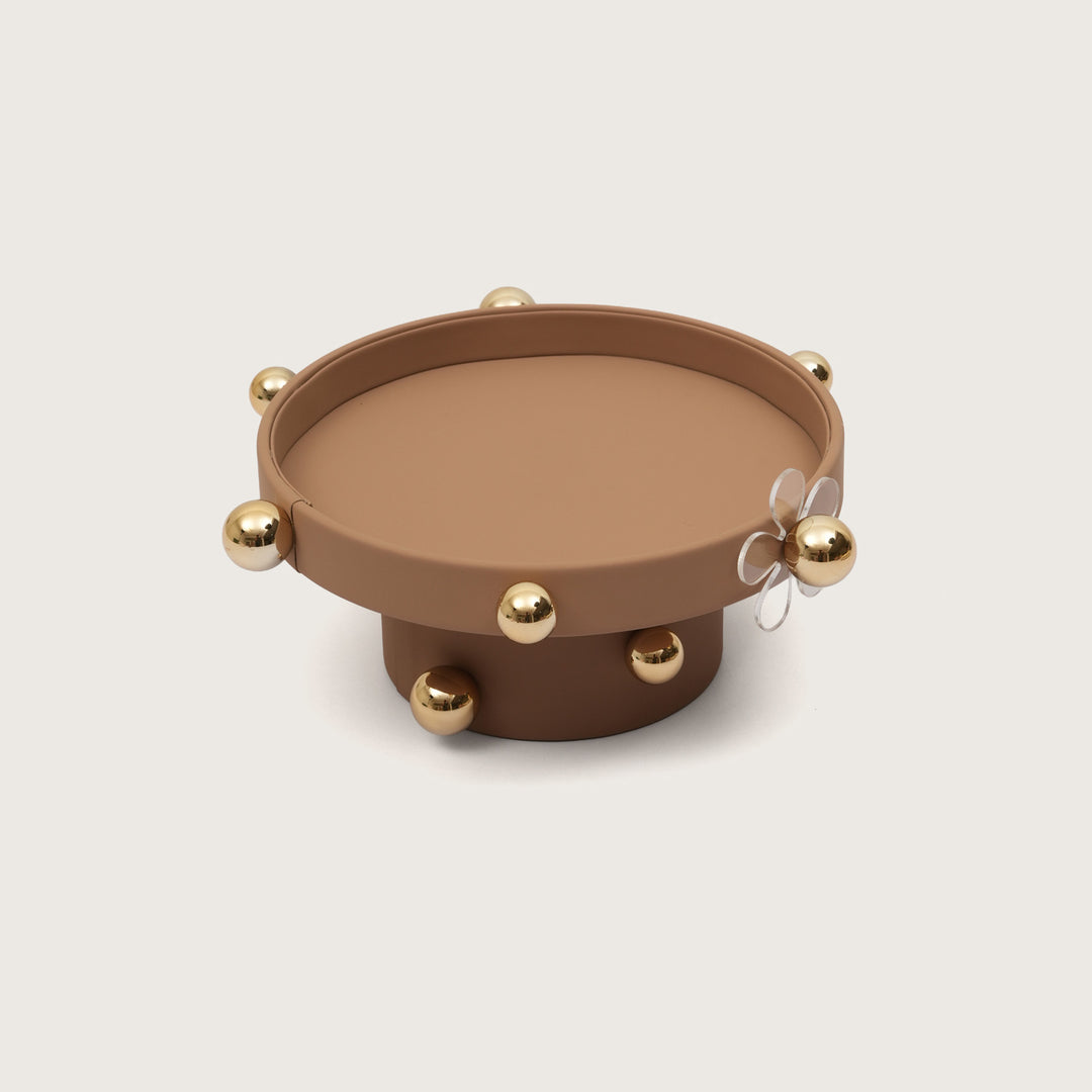 Luxe Sphere-Embellished Round Display with Acrylic Flower Accent
