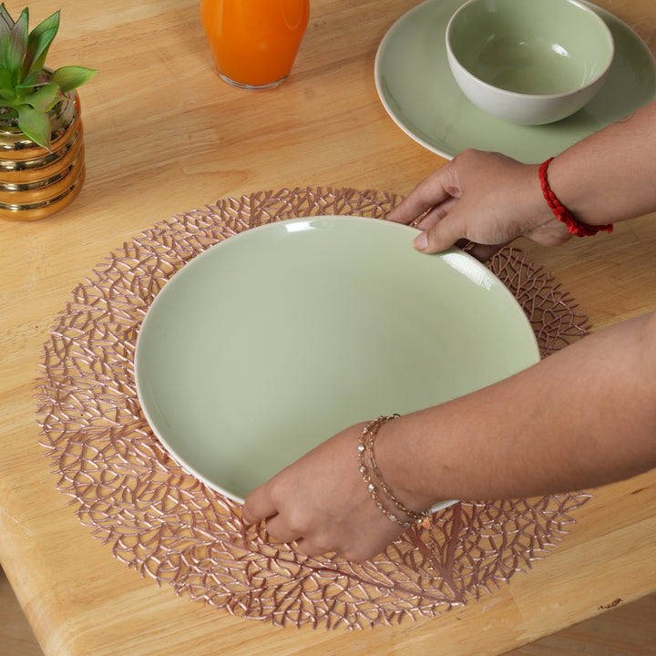Circle -Shaped Decorative Table Placemat Rose Gold - Set of 6