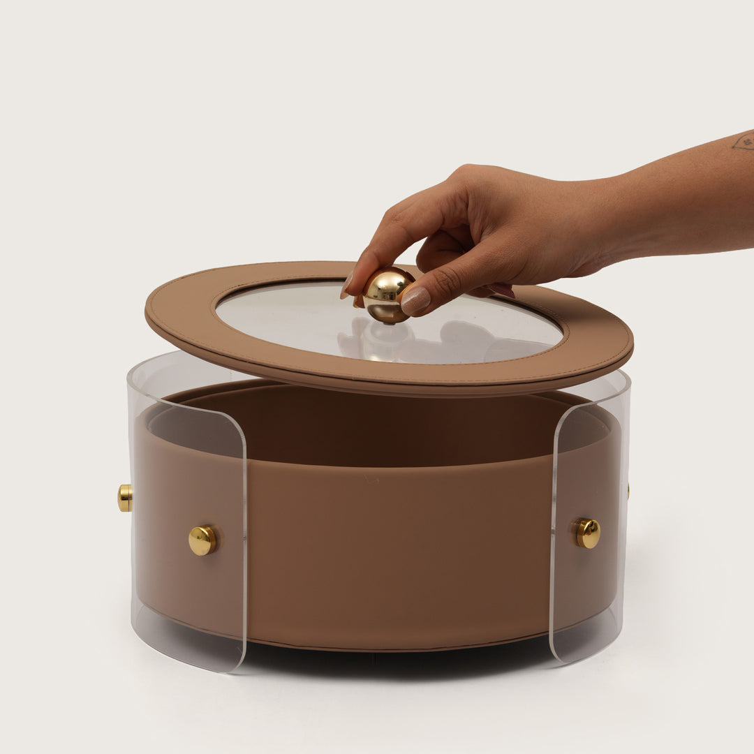 Luxury Round Organiser Storage Box With Lid