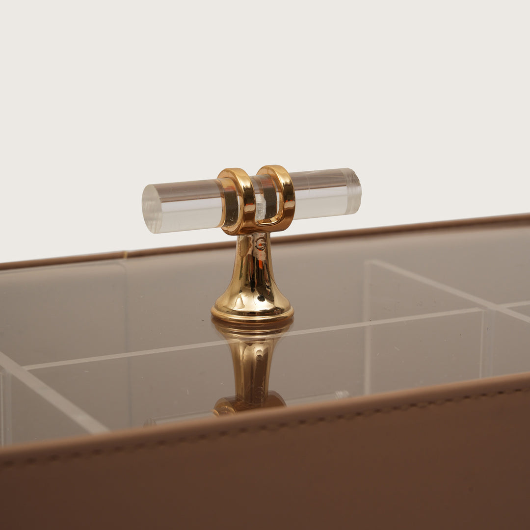 Luxe Leather Multicompartment Organizer Box Brown