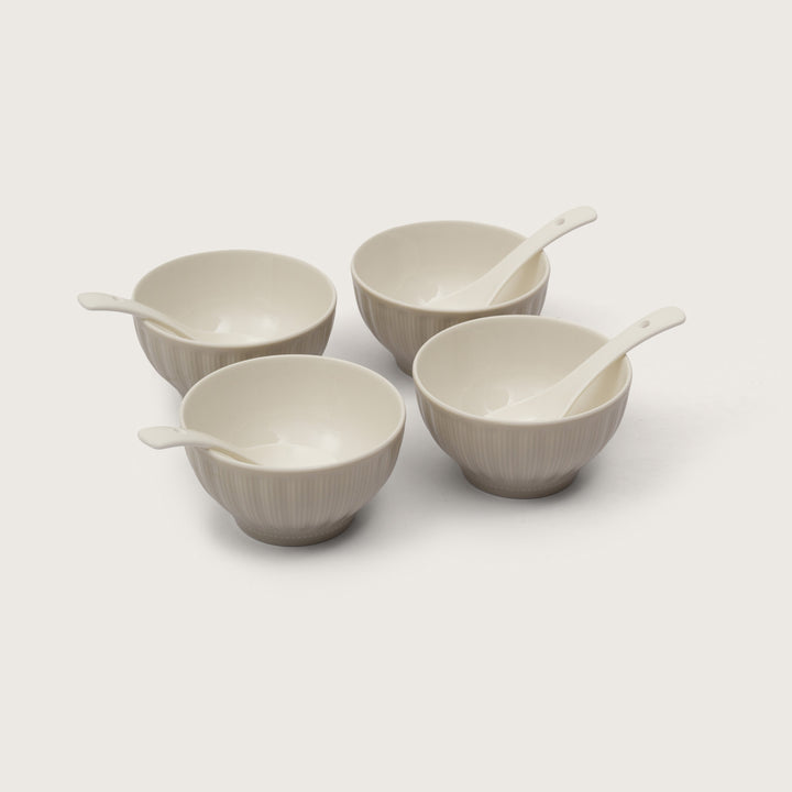 Premium Ribbed Gourmet Soup Bowl With Spoons