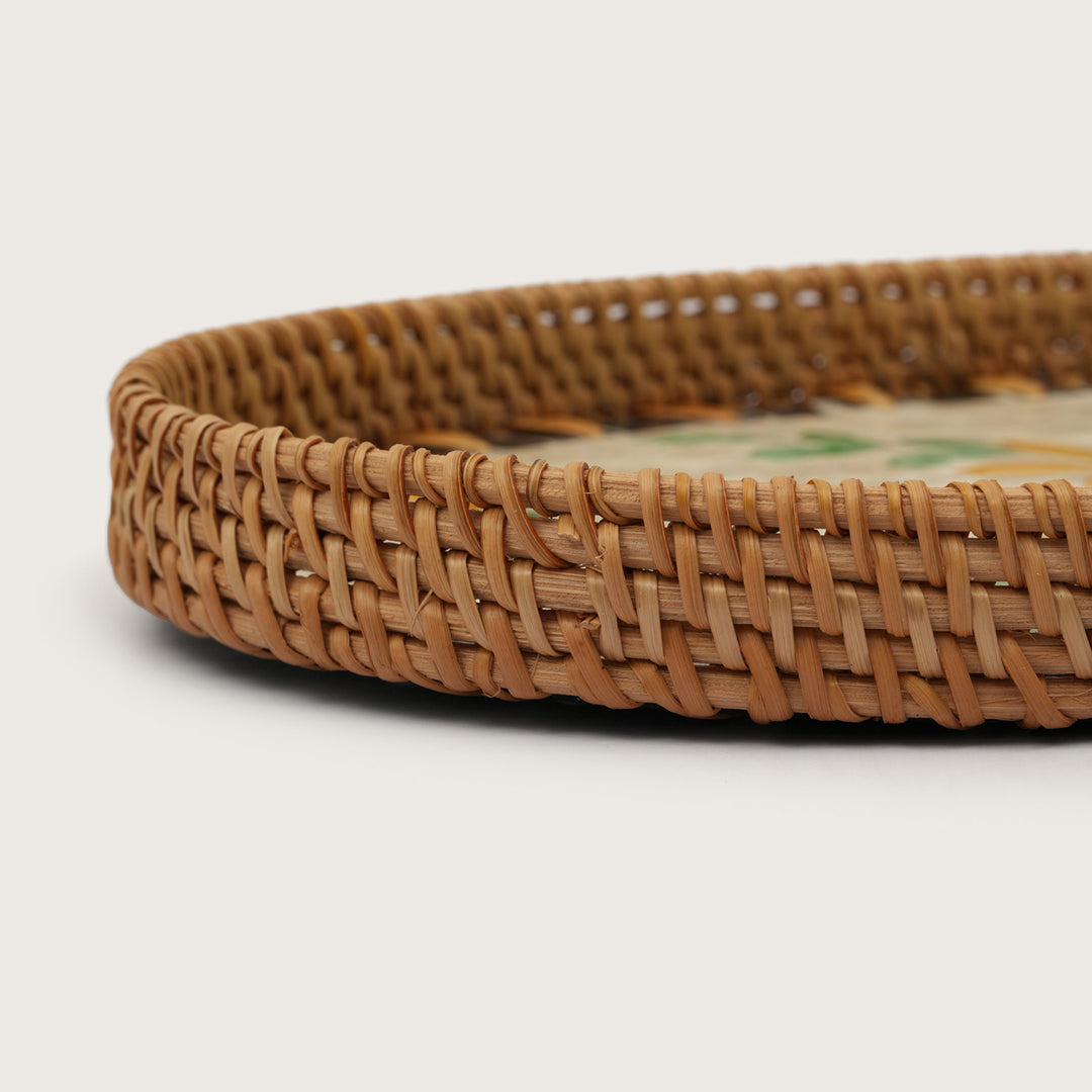 Handcrafted Yellow & Green Floral Serving Tray - Small