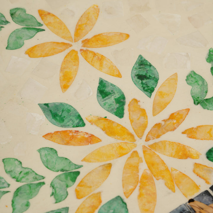 Handcrafted Yellow & Green Floral Serving Tray - Medium