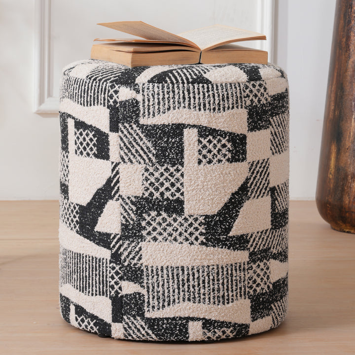 Murphy Round Ottoman Footstool|Pouffe - Black