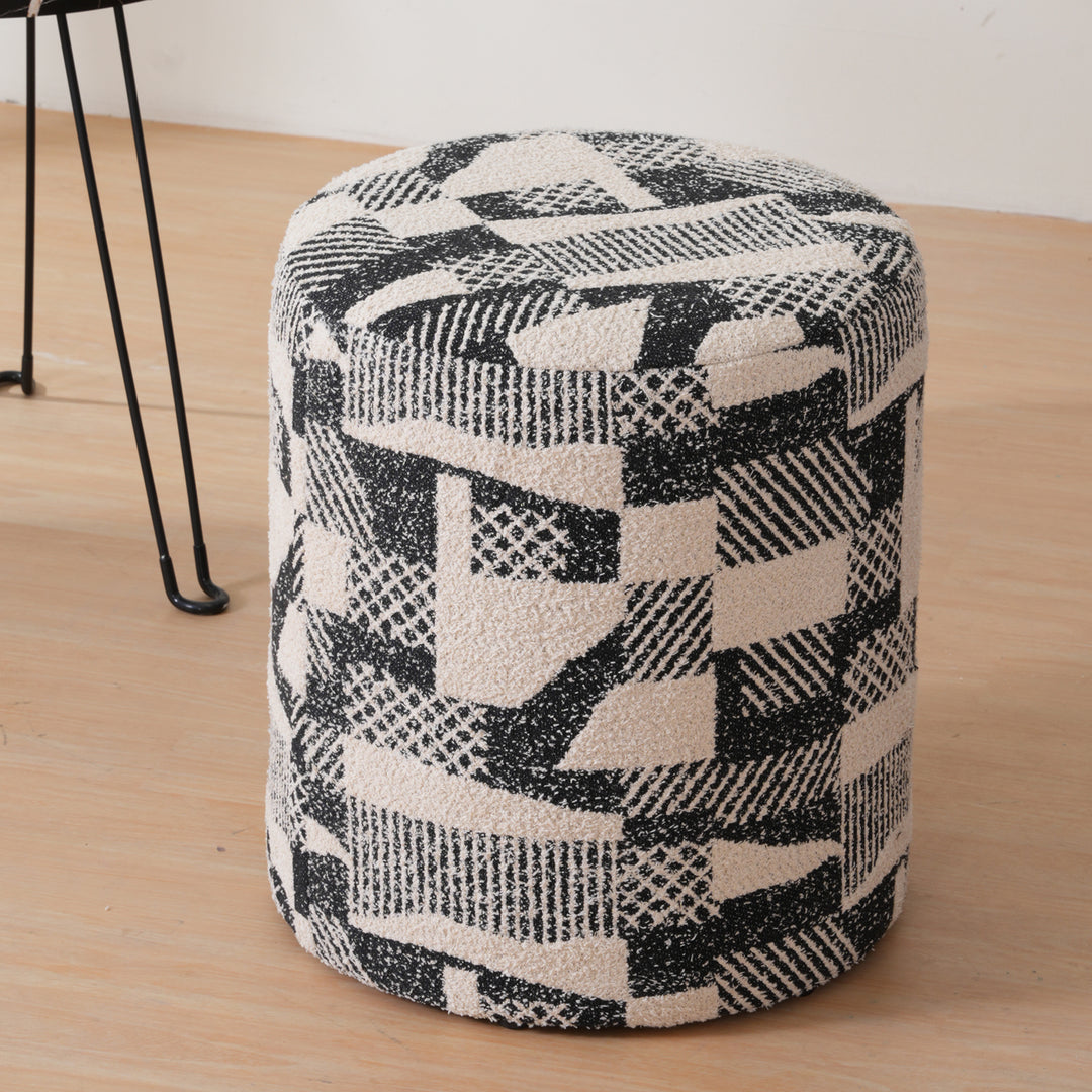 Murphy Round Ottoman Footstool|Pouffe - Black