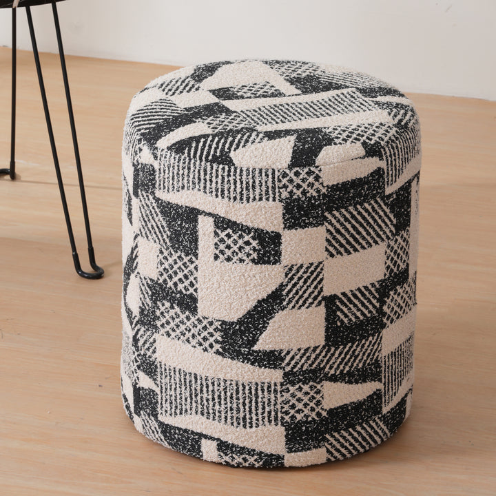 Murphy Round Ottoman Footstool|Pouffe - Black