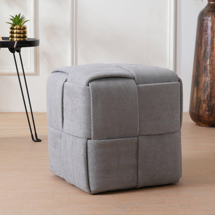 Jewel Square Ottoman Footstool|Pouffe - Sliver