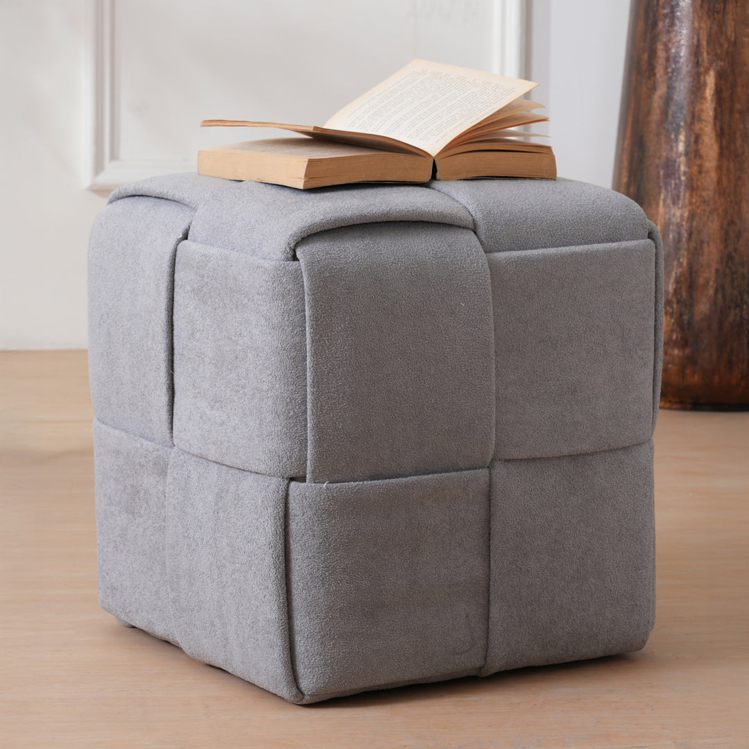 Jewel Square Ottoman Footstool|Pouffe - Sliver