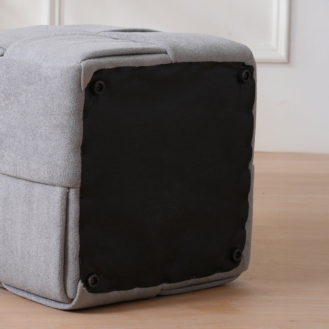 Jewel Square Ottoman Footstool|Pouffe - Sliver