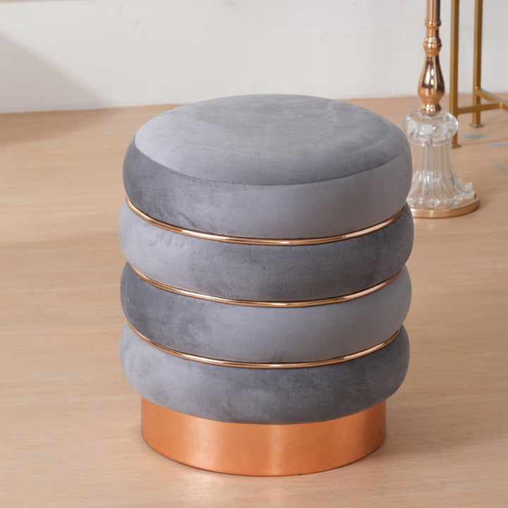 Terra Roza Round Ottoman Footstool|Pouffe - Grey