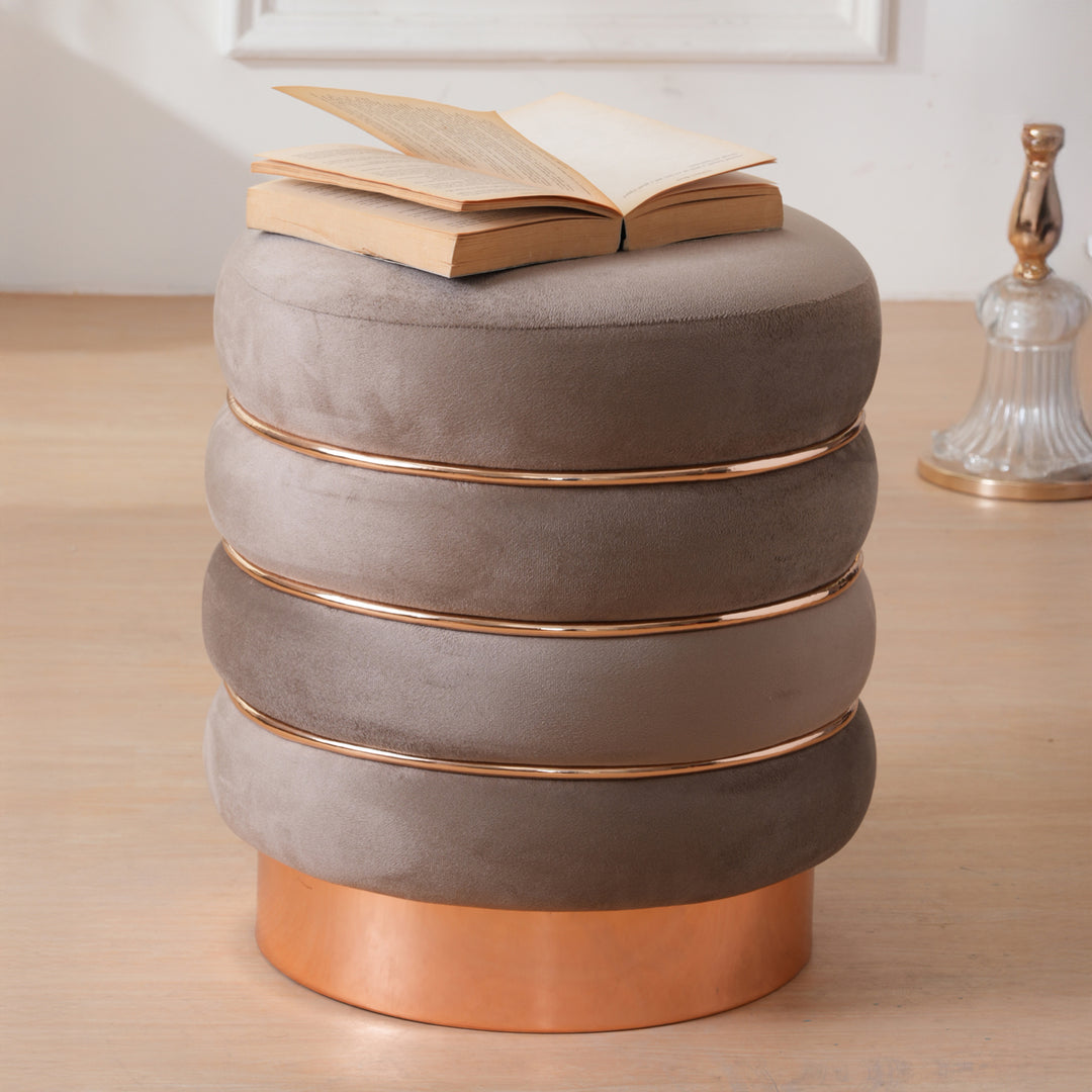 Terra Roza Round Ottoman Footstool|Pouffe - Taupe
