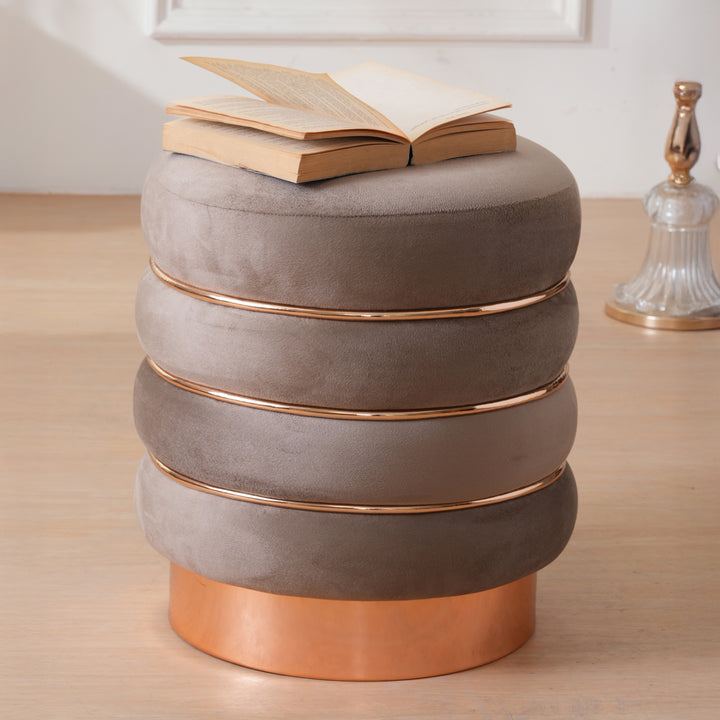 Terra Roza Round Ottoman Footstool|Pouffe - Taupe