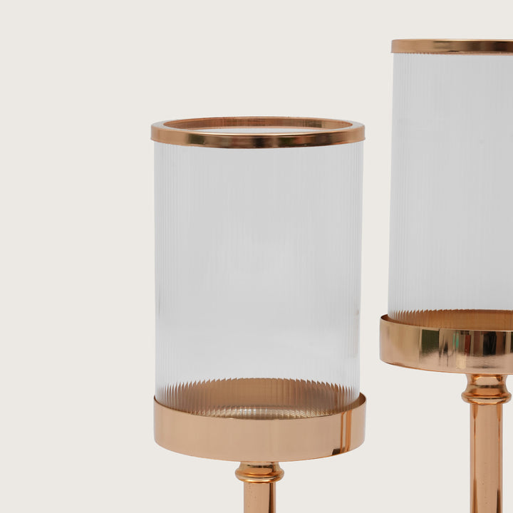 Refined Gold Triple-Stem Candle Holder with Minimalist Rectangular Base