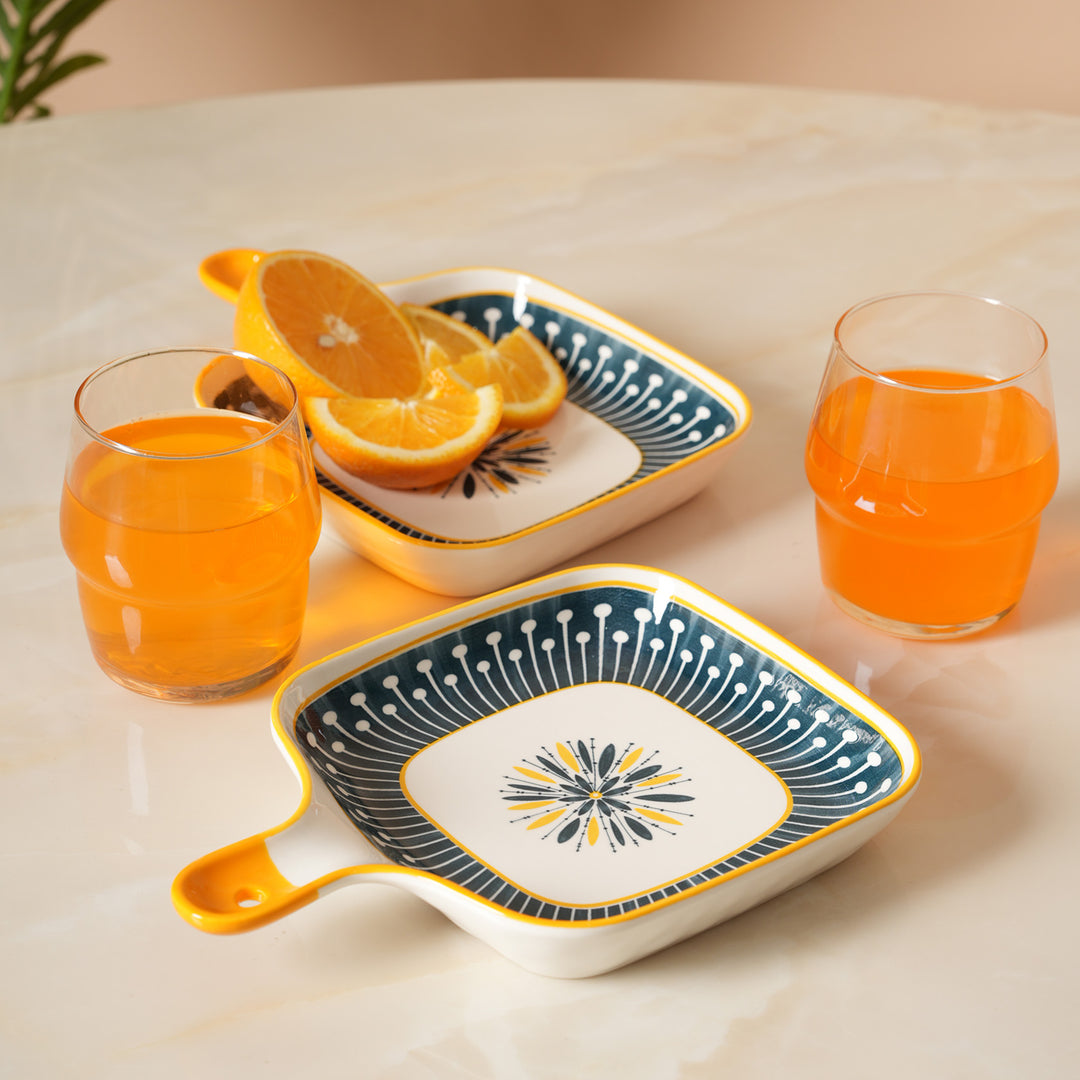 Modern Starburst Pattern Snack Platter with Handle